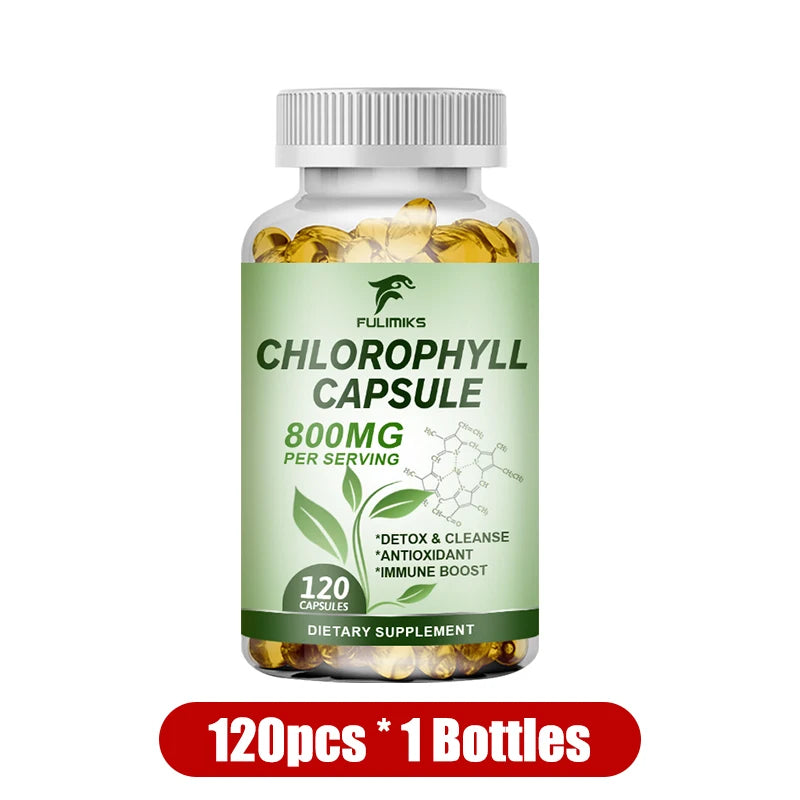 Pure Chlorophyll Capsules – Energy, Skin & Liver Support Herbal Supplement Qst 1 Bottles 120pcs