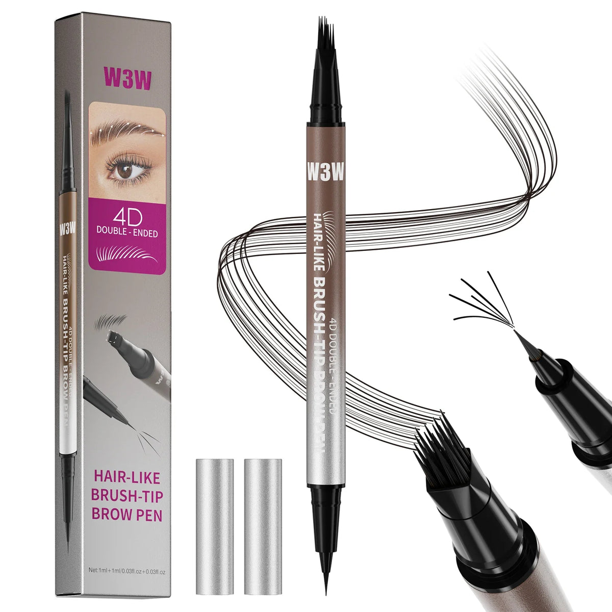 2-in-1 Dual-Ended Eyebrow Pen & Brush Tip | Natural Brows Eyebrow Pen Qme