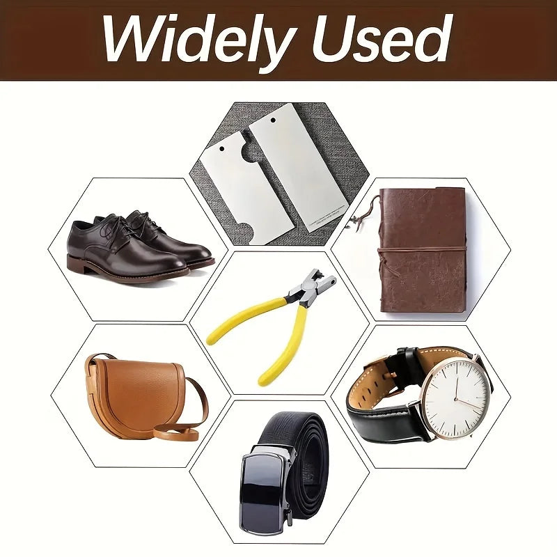 Manual Leather Hole Punch Tool – Ergonomic Yellow Handle Leather Hole Punch Qme