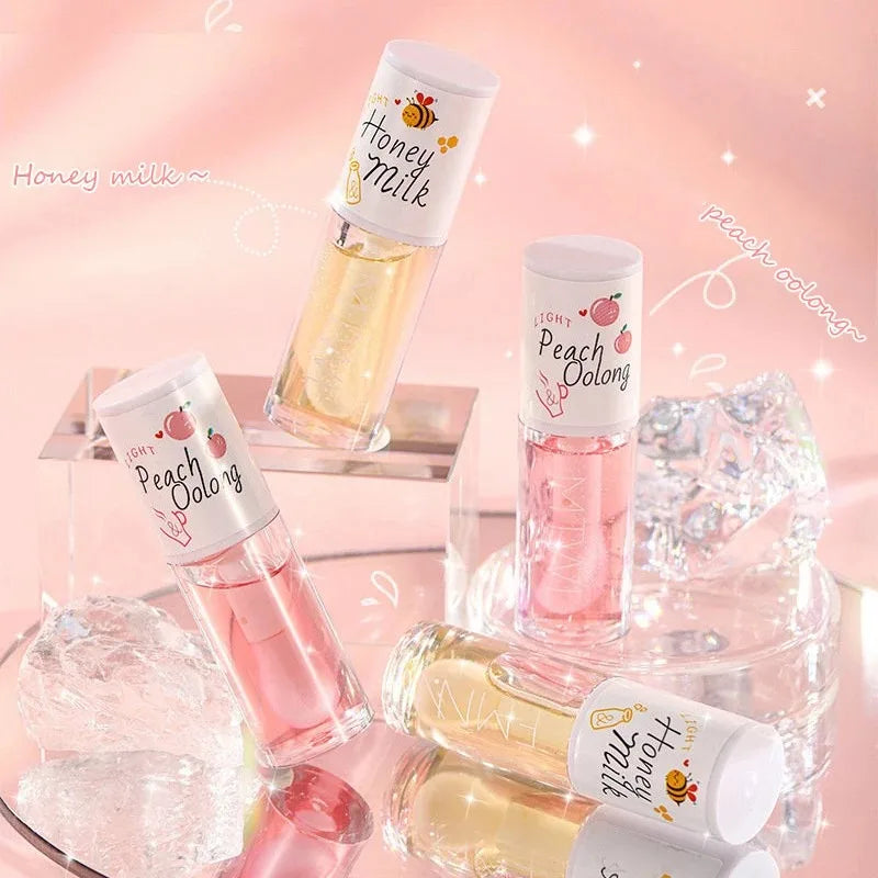 REAROYA White Peach Honey Lip Oil – Moisturizing Lip Gloss Lip Oil Gloss Qst
