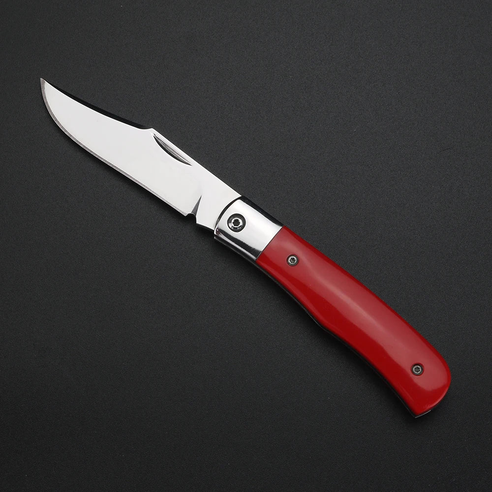 XUAN FENG Folding Knife – Bull Bone Handle 9CR17MOV Steel Folding Pocket Knife Qst Red
