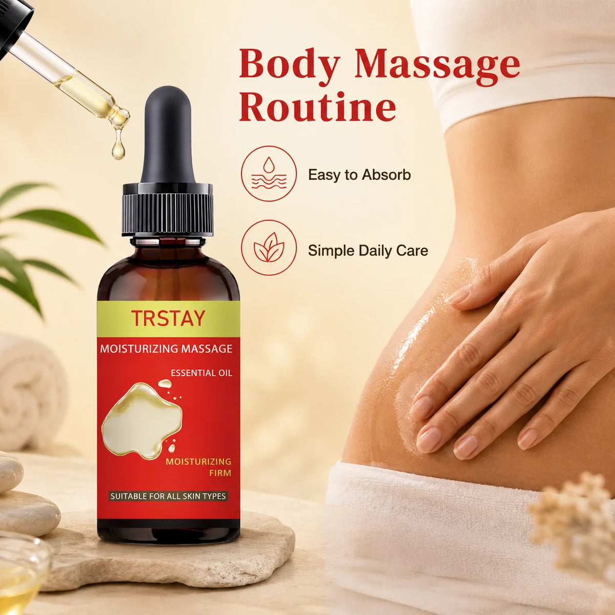 TRSTAY Full Body Massage Oil – Lightweight Hydrating Serum Body Massage Oil Qst