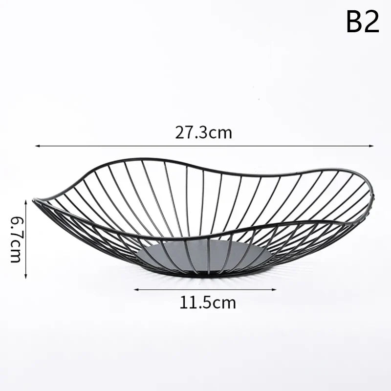 Iron Fruit Basket Bread & Snack Tray Bowl – 4 Colors Fruit Basket Tray Qme B2
