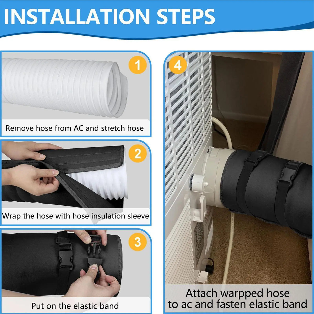 Portable AC Hose Cover – Heat Insulation & Dustproof Sleeve AC Hose Cover Qme