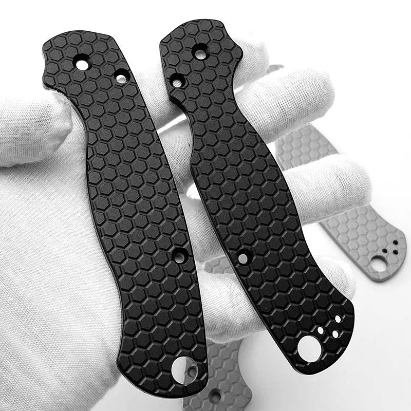 Swayboo Aluminum Grip Pad for Spyderco Paramilitary 2 C81 EDC Knife Handle Scales Qst black