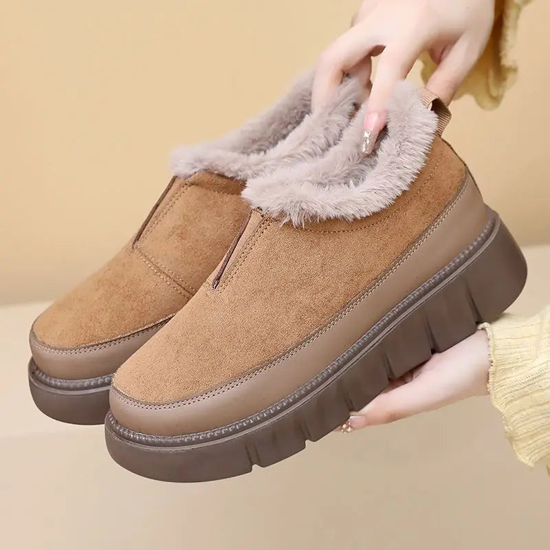 Women's Plus Size Fleece-Lined Snow Boots – Warm Anti-Slip Women's Snow Boots Qst Khaki 35