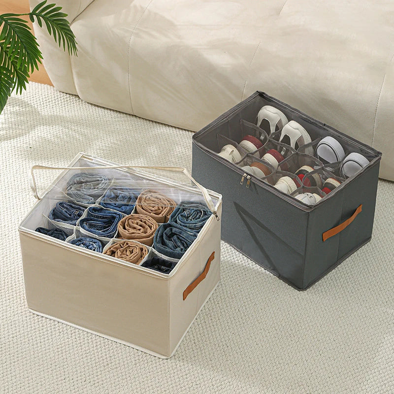 Foldable Fabric Shoe Storage Box with Dustproof Lid | Organizer Shoe Storage Box Qst