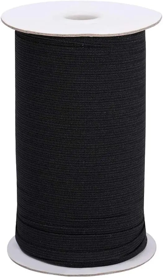 160 Yards Black Flat Elastic Band – Heavy Stretch Knit 3mm Knit Elastic Band Qme Black