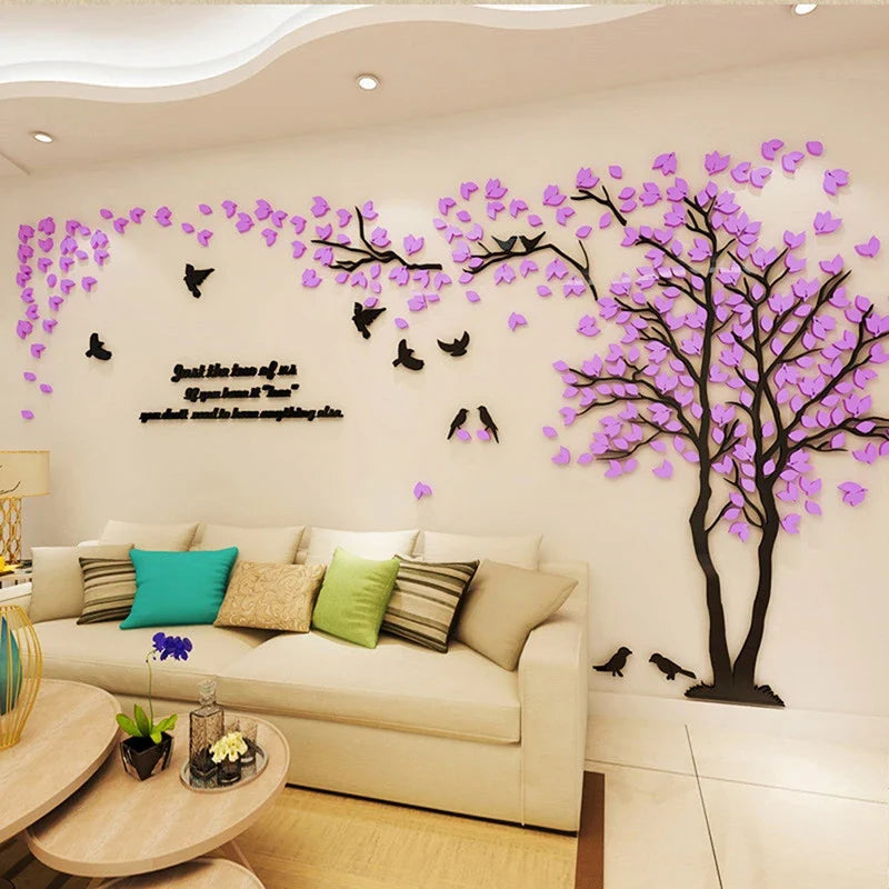 3D Acrylic Tree Wall Decal Stickers – Self-Adhesive Home Decor Wall Decal Stickers Qme