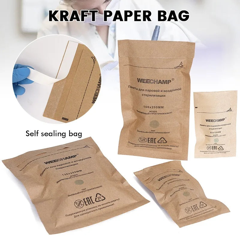 Nail Tool Sterilizer Bags | Kraft Manicure Sanitizing Pouches 50pc Nail Sterilizer Bags Qme