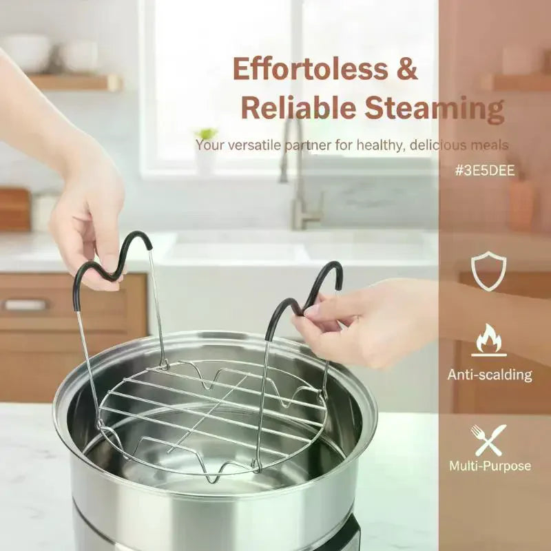 Stainless Steel Steamer Rack Trivet with Silicone Handles Steamer Rack Trivet Qme