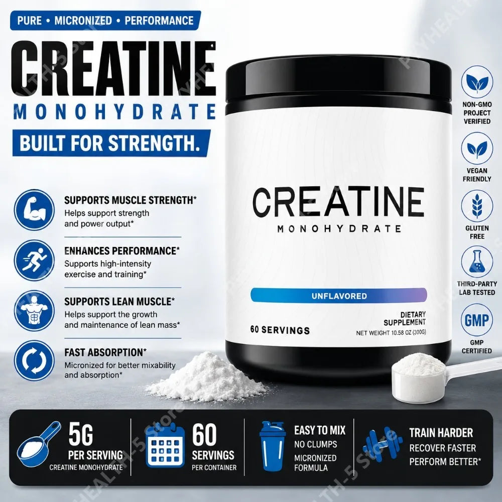 Creatine Monohydrate Powder 5000mg – 60 Servings Unflavored 300g Fitness Supplement Qst