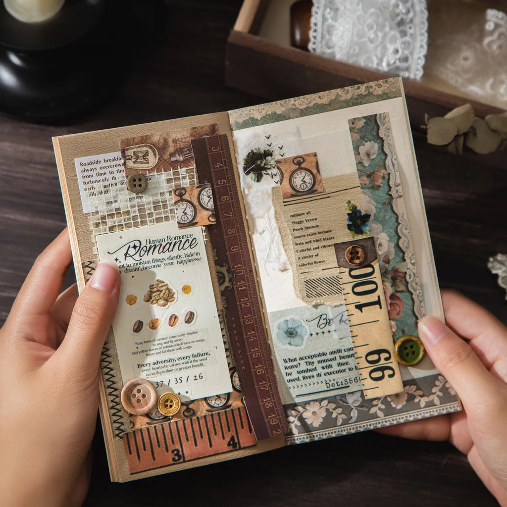25 Sheets Vintage Long Journal Stickers for DIY Scrapbook Decorative Stickers Qme