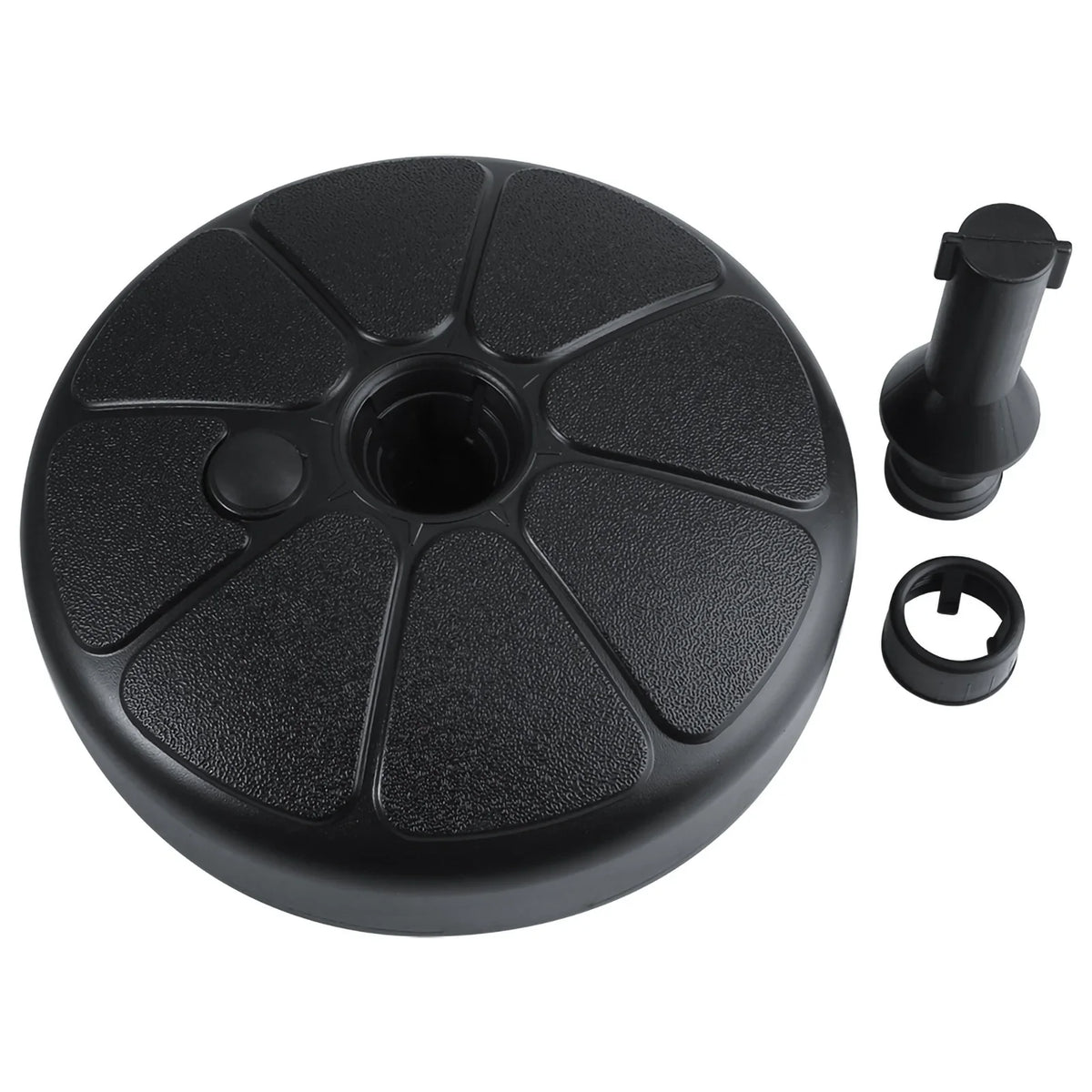 Fillable Patio Umbrella Base Stand – Round Plastic, Water or Sand Umbrella Base Stand Qme black