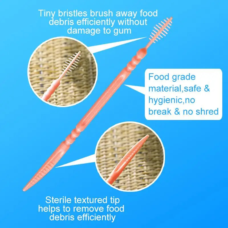 Double-Ended Interdental Brush Toothpicks – 100pcs Box | Qme Interdental Brush Picks Qme