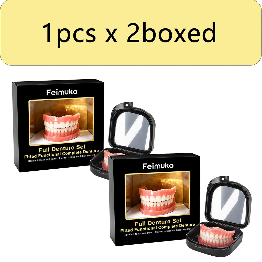 Resin Denture Set – Natural Fit for Men & Women | Oral Care Cosmetic Denture Set Qst 1pcs x 2boxed