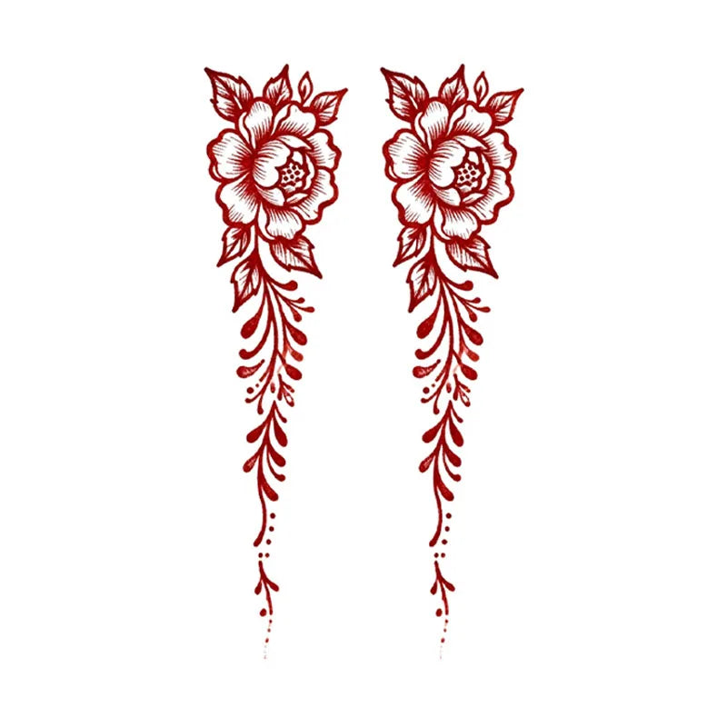 Red Peony Flower Temporary Tattoo Sticker – Waterproof & Sweatproof Temporary Tattoo Sticker Qme