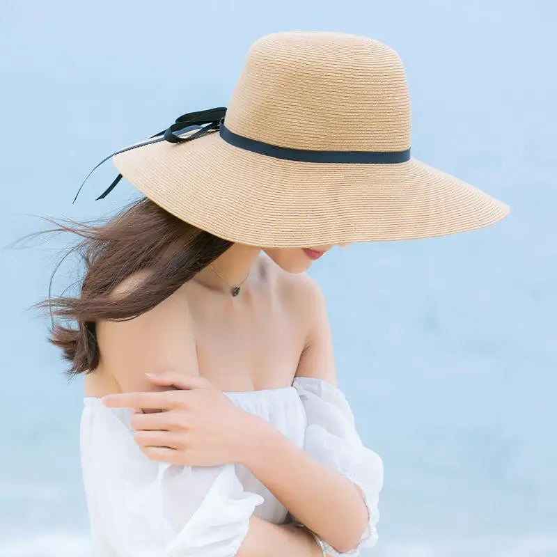 Women's Foldable Wide Brim Straw Beach Hat | Sun Protection Wide Brim Straw Hat Qme