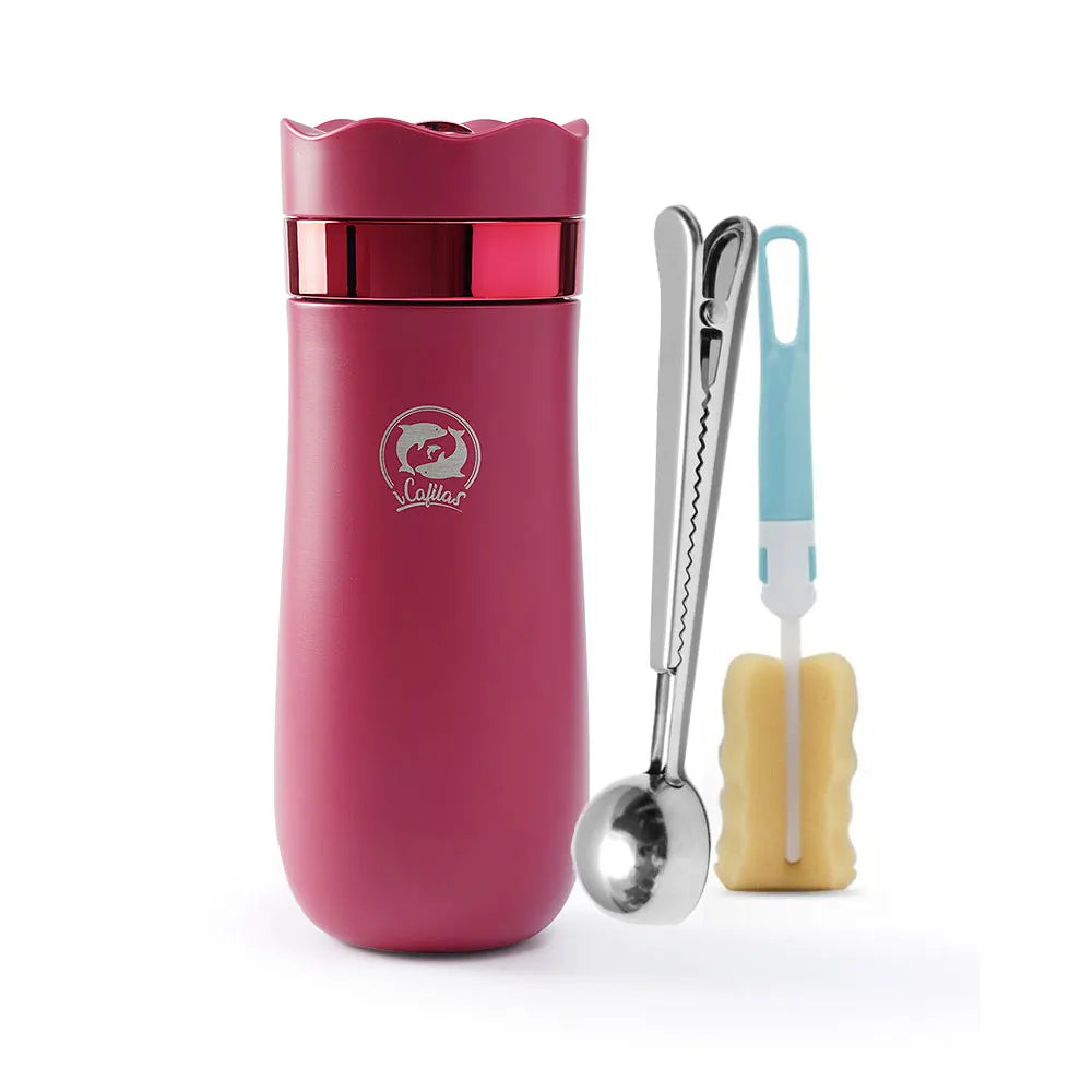 RECAFIMIL 12oz Portable French Press Travel Mug – Camping French Press Travel Mug Qst Metal-re