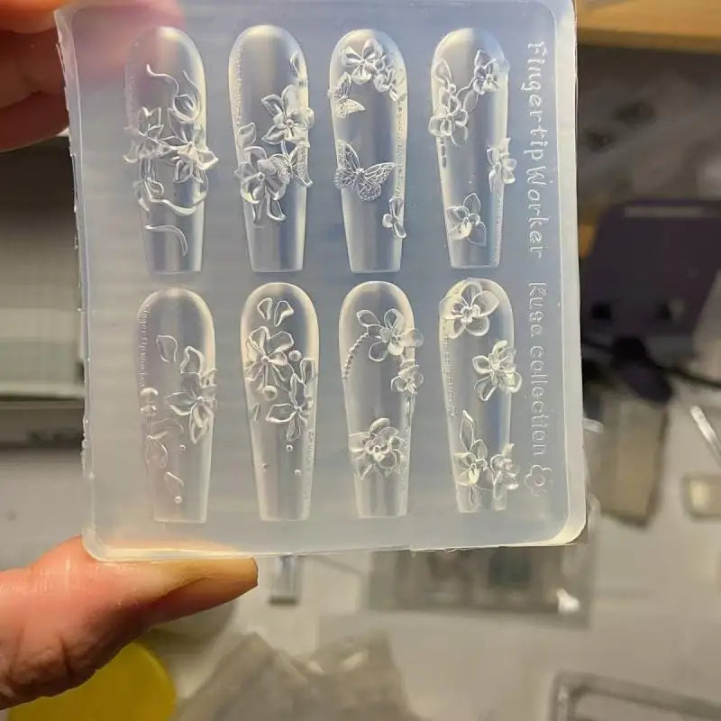 3D Silicone Nail Art Mold – Flower Bow Butterfly Templates Nail Art Mold Qst A1