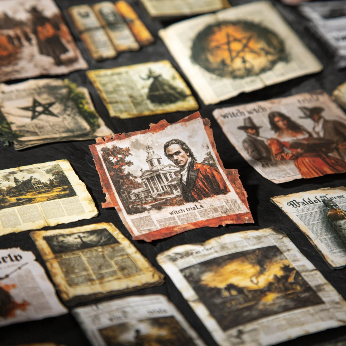 Witch Gothic Newspaper Stickers – 20 Sheets DIY Scrapbooking Kit DIY Craft Stickers Qme