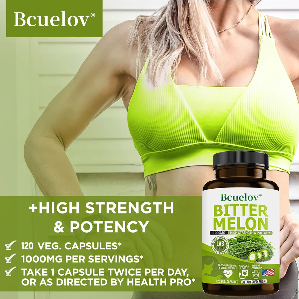 Bitter Melon Extract 1000mg Capsules – Blood Sugar & Immunity Herbal Supplement Qst