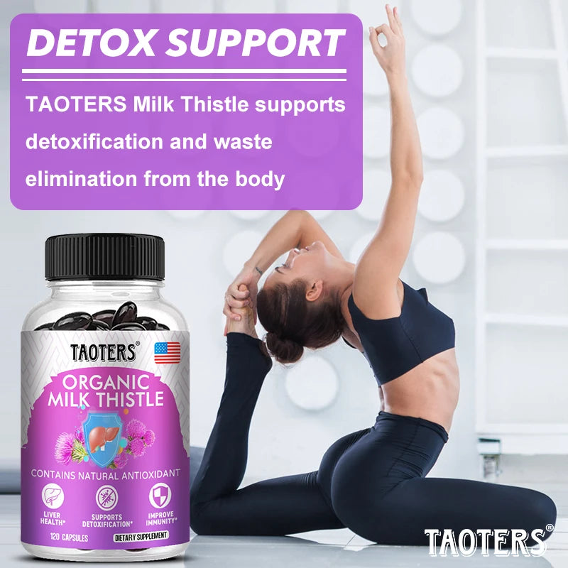 Milk Thistle Liver Support Capsules – 6-Herb Detox Blend Herbal Supplement Capsules Qst