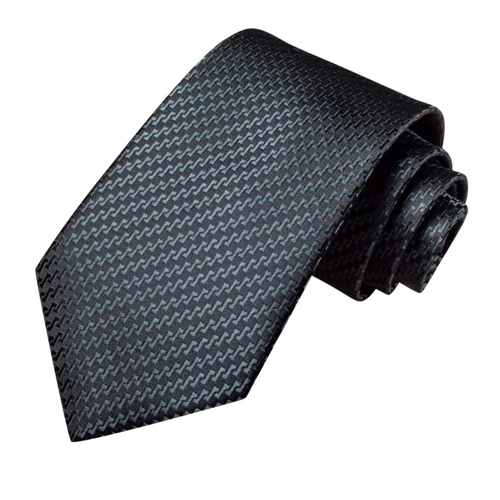Hi-Tie Smoke Grey Necktie Pocket Square & Cufflinks Set Necktie Gift Set Qme