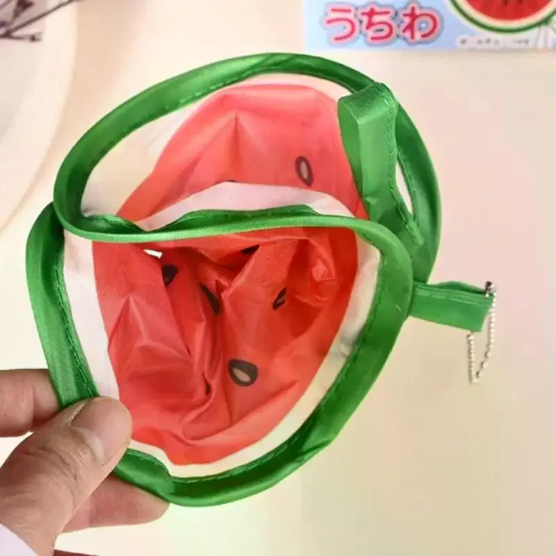 Portable Round Foldable Hand Fan – Cartoon Fruit Design Folding Hand Fan Qme