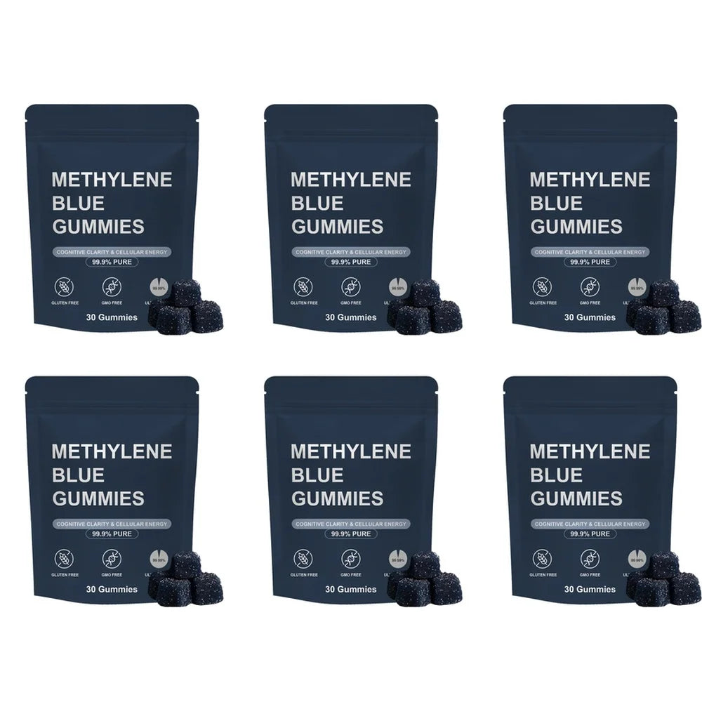 Methylene Blue Gummies Vitamin B6 B12 – Energy & Clarity Wellness Gummies Qst 30 Count(Pack of 6)