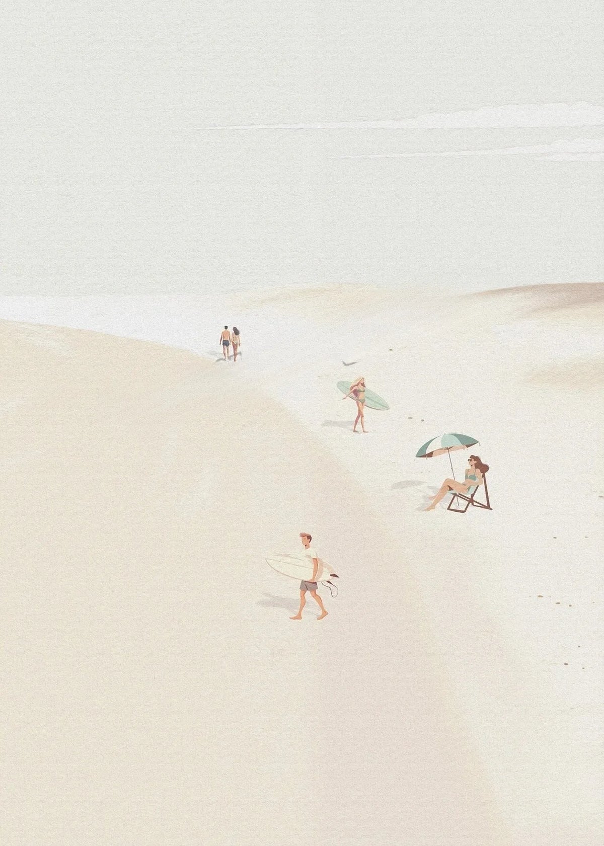 Retro Minimalist Beach Canvas Wall Art – Surf & Swim Poster Canvas Wall Art Qst 3 50x70cm Unframed