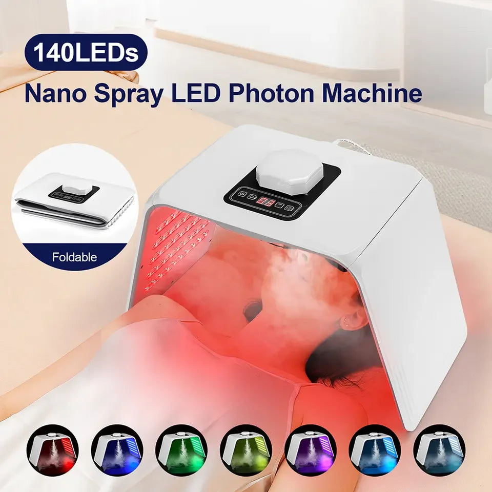 7-Color LED Photon Face Mask with Nano Spray | PDT Skin Care LED Photon Skin Mask Qst