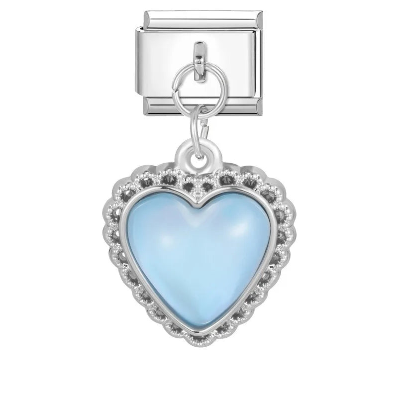 Zircon Heart Cave Italian Charm 9mm – Stainless Steel DIY