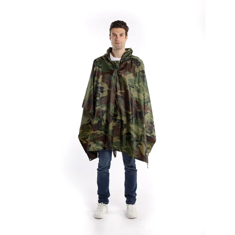 3-in-1 Waterproof Rain Poncho, Backpack Cover & Camping Mat Waterproof Rain Poncho Qme