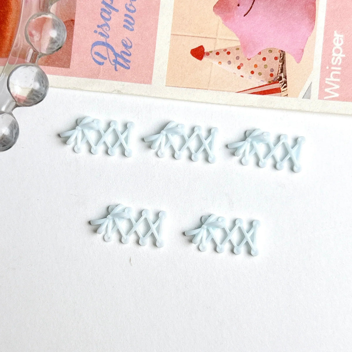 3D Macaron Bow Resin Nail Charms | DIY Nail Art Decorations Nail Art Charms Qme Blue 30PCS