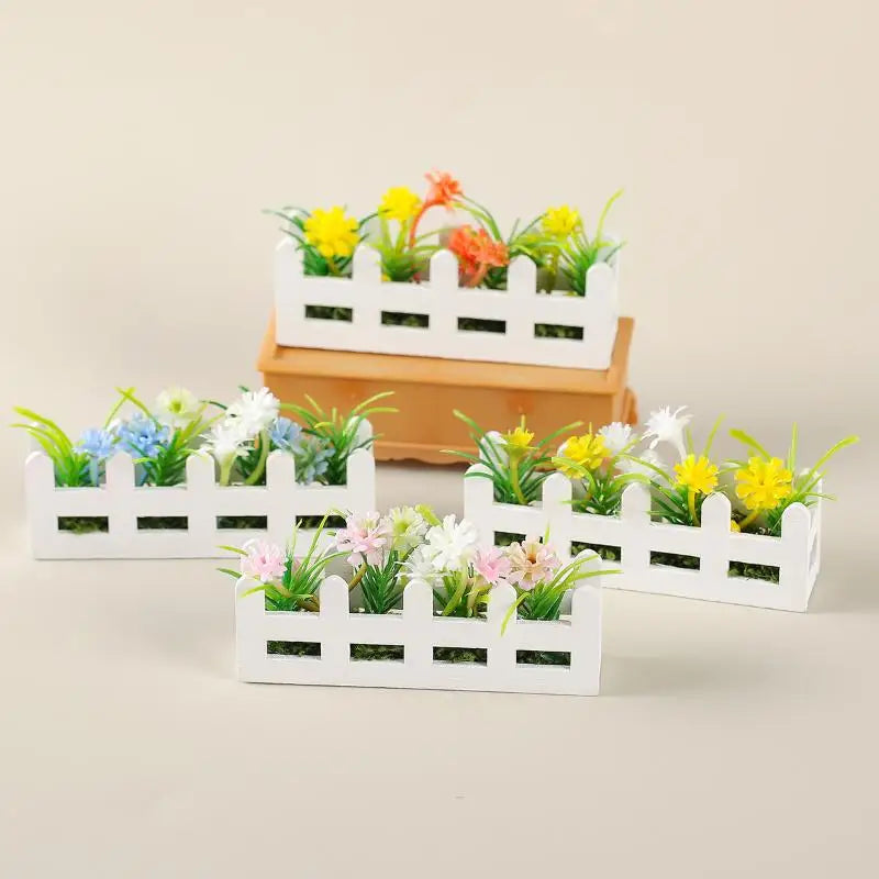 1:12 Scale Dollhouse Simulated Flower Fence Decor Miniature Dollhouse Miniature Decor Qme