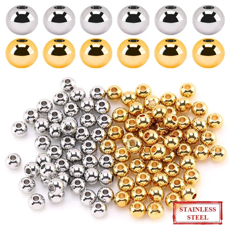 Gold 304 Stainless Steel Round Spacer Beads – Jewelry Making Jewelry Spacer Beads Qme