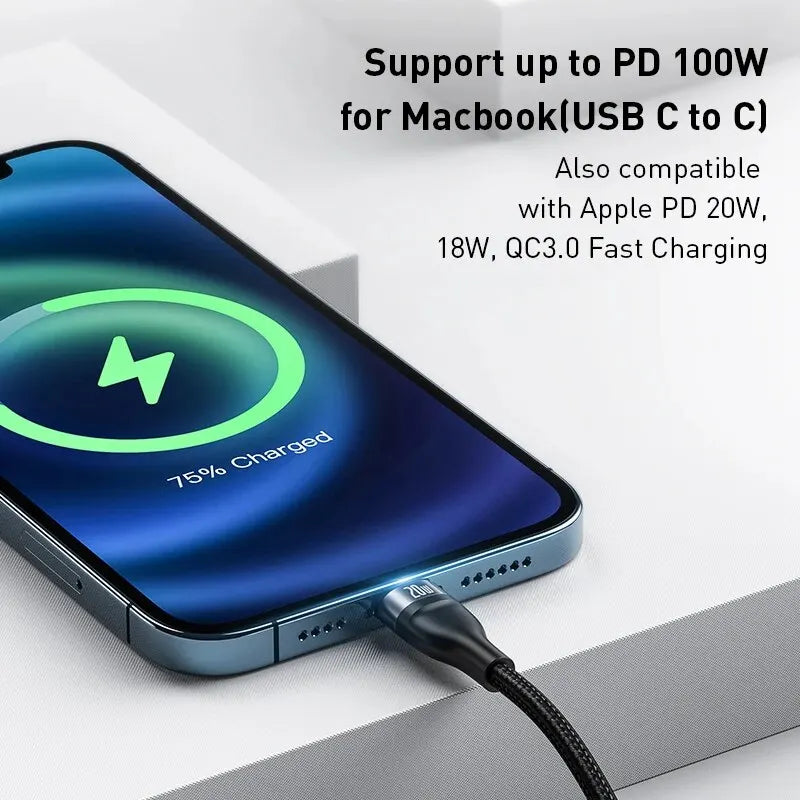 Baseus 3-in-1 USB-C Cable 100W for iPhone Samsung MacBook USB Charging Cable Qst