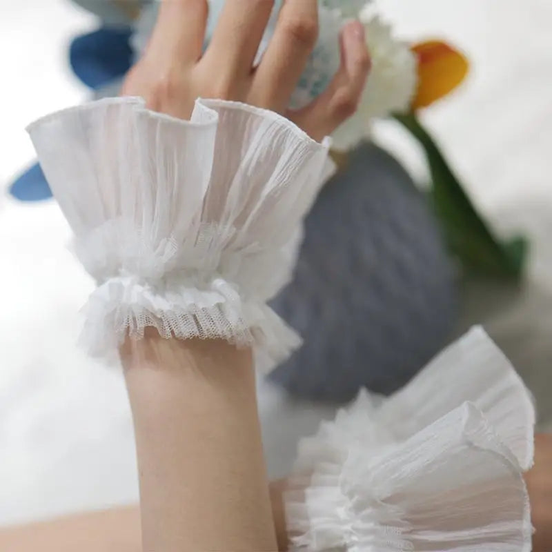 Lace Fake Sleeve Cuffs – Nail Art Photography Props (1 Pair) Nail Art Props Qst White