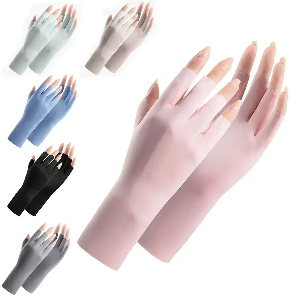 Fingerless UV Protection Gloves – Thin Outdoor Riding, 8 Colors Fingerless Riding Gloves Qme