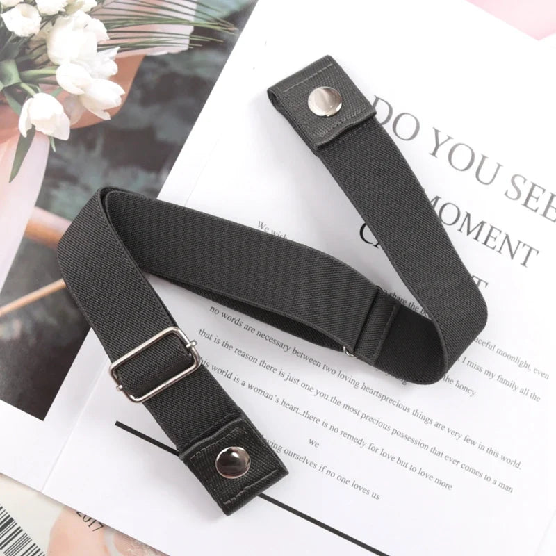 Women's Buckle-Free Elastic Invisible Belt – 29 Colors Elastic Invisible Belt Qme Dark Grey 60-95cm China Mainland