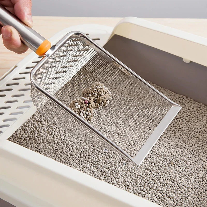 Stainless Steel Fine Mesh Cat Litter Scoop – Non-Stick Cat Litter Scoop Qme