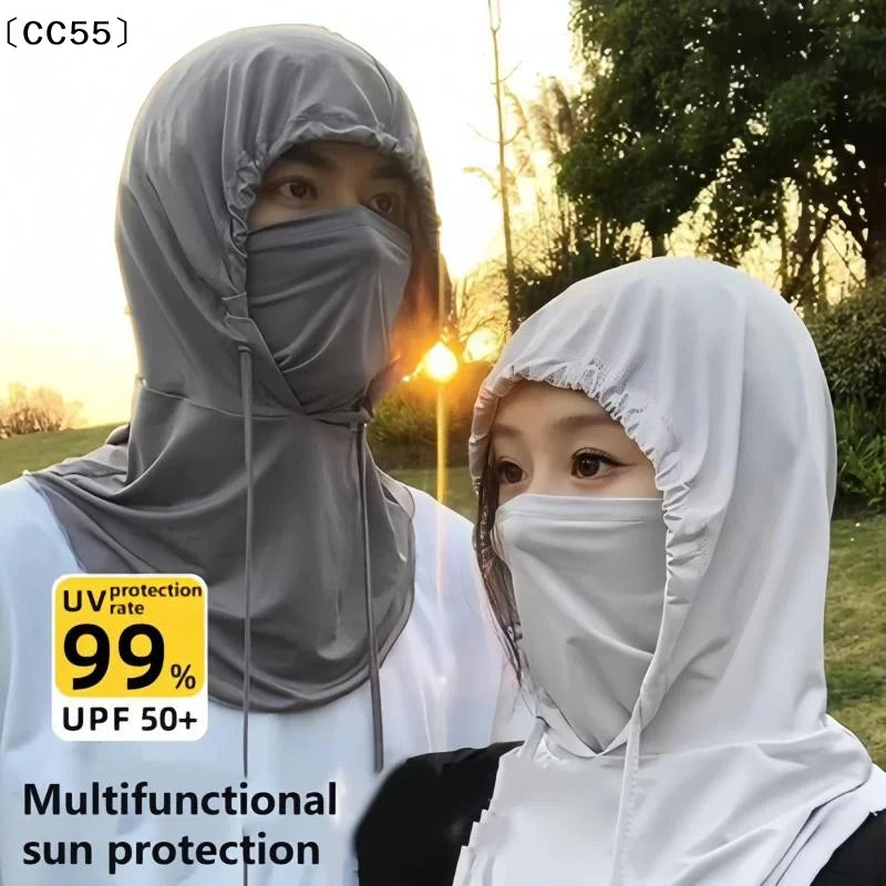 Ice Silk UV Protection Full Face Mask & Sunscreen Cap Sun Protection Mask Qst