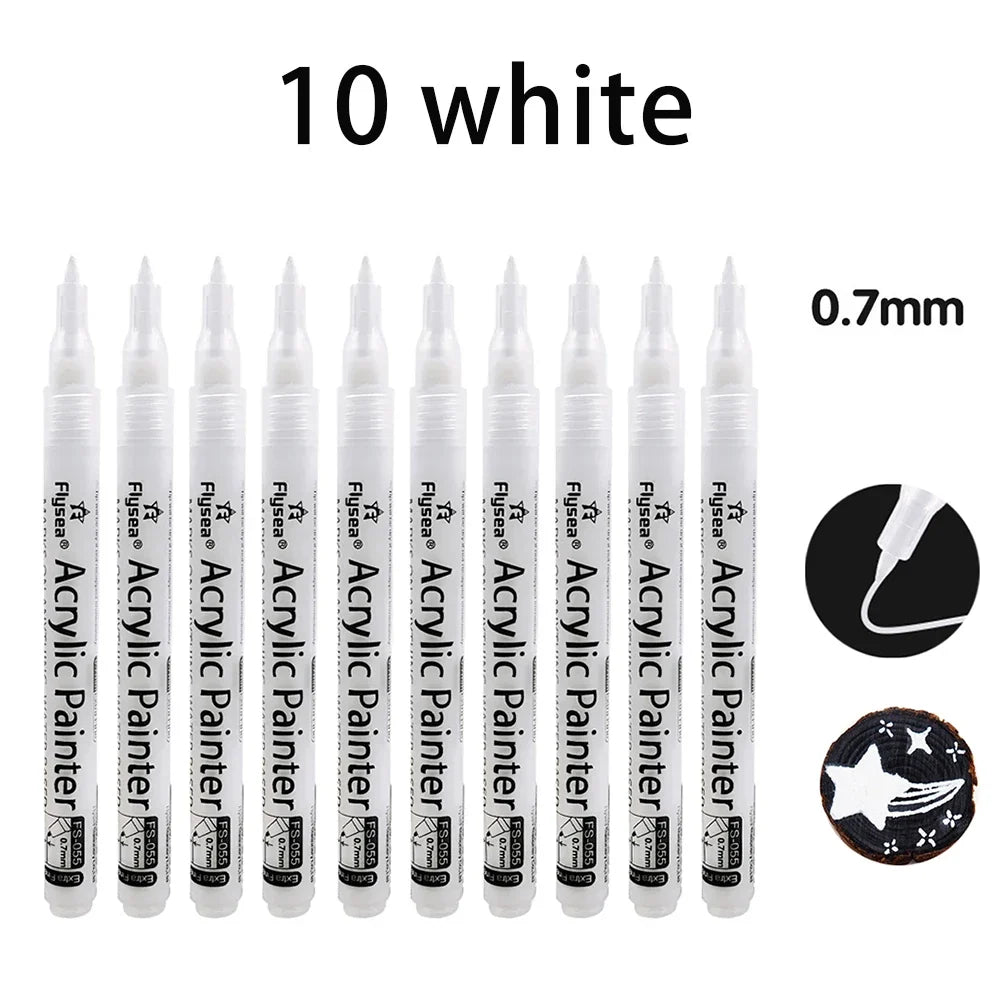 6-Pack Acrylic Paint Pens – Waterproof Permanent Markers for Rock Acrylic Paint Pens Qme 10 White
