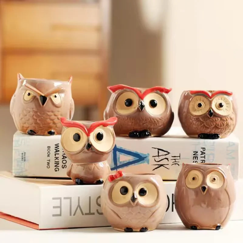 Mini Owl Ceramic Succulent Pot – Cute Animal Planter Décor Ceramic Planter Qst