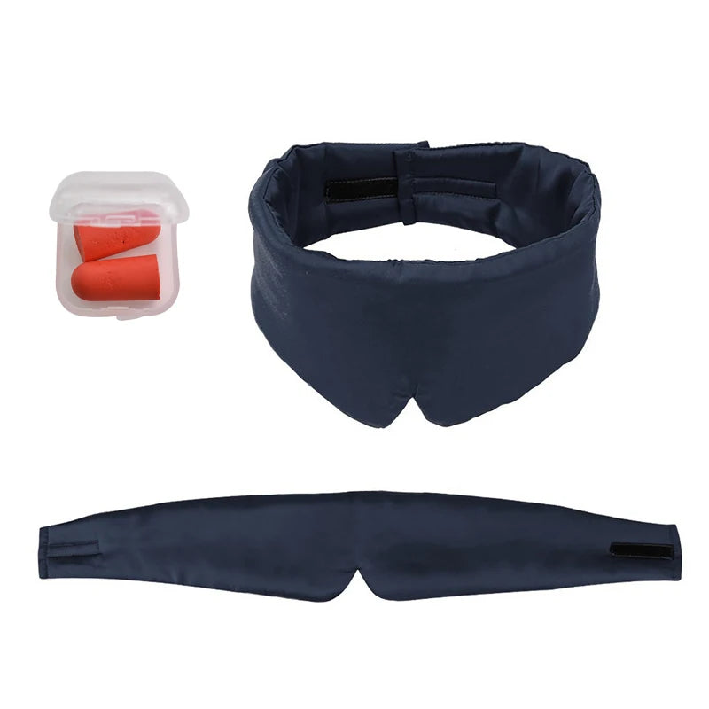 3D Sleep Mask – Satin Light-Blocking Eye Cover for Travel Sleep Eye Mask Qst Black