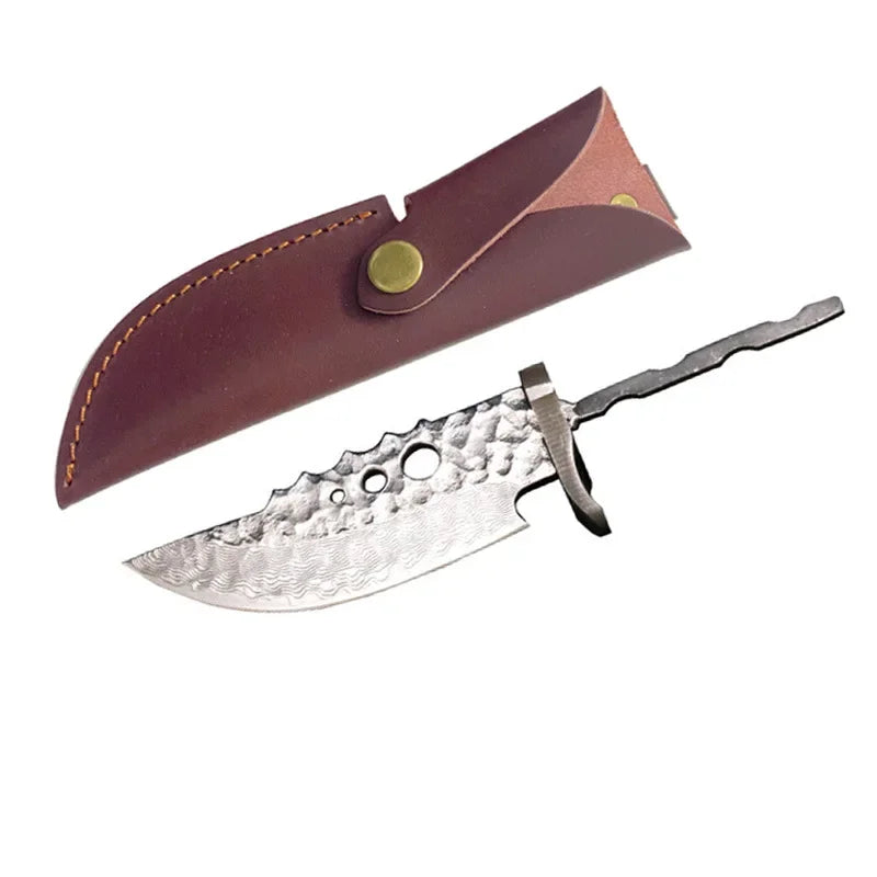 Swayboo Damascus Steel Fixed Blade Knife Blank with Guard Knife Blank Qst Knife with case