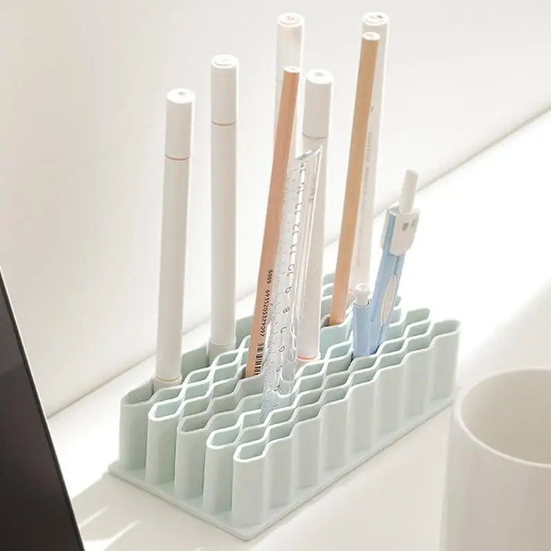 Silicone Wave Paint Brush & Pen Holder Desktop Organizer Desk Pen Holder Qme