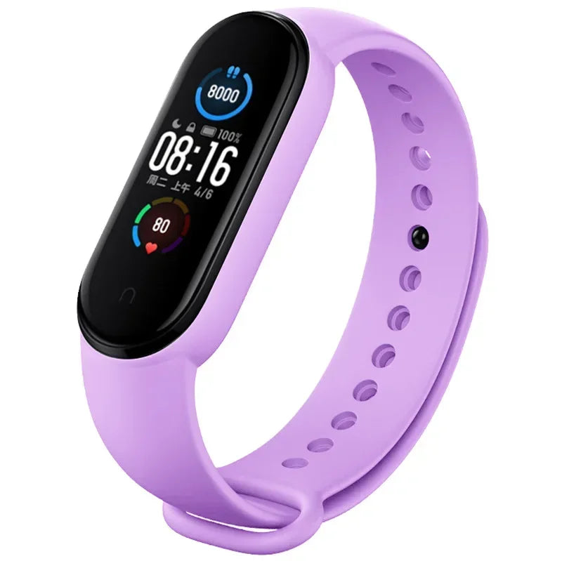 Silicone Strap for Xiaomi Mi Band 3 4 5 6 7 | 43 Colors Silicone Watch Strap Qme Lavender Mi band 5 6 7