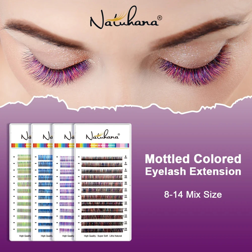 NATUHANA Colored Lash Clusters Rainbow Mix – Soft & Cruelty-Free Colored Lash Clusters Qme